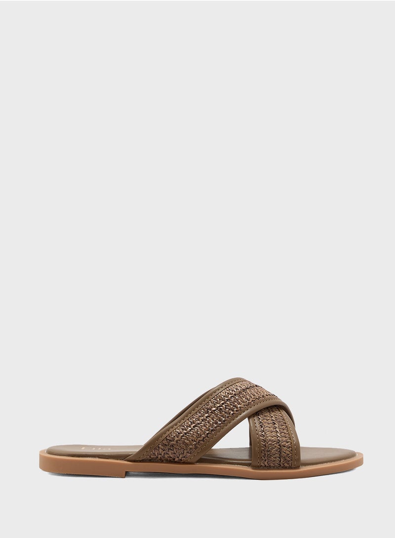 ELLA Raffia Flat Sandal  - Image 1