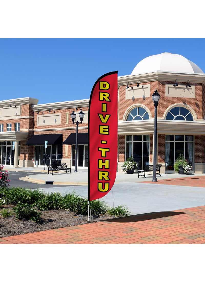 LookOurWay LookOurWay Feather Flag Banner  12 Feet Tall Advertising Flags for Outdoor Business and Events Promotion  Swooper Flag Only  Diner Flags  DriveThru 10M1200124  - Image 5
