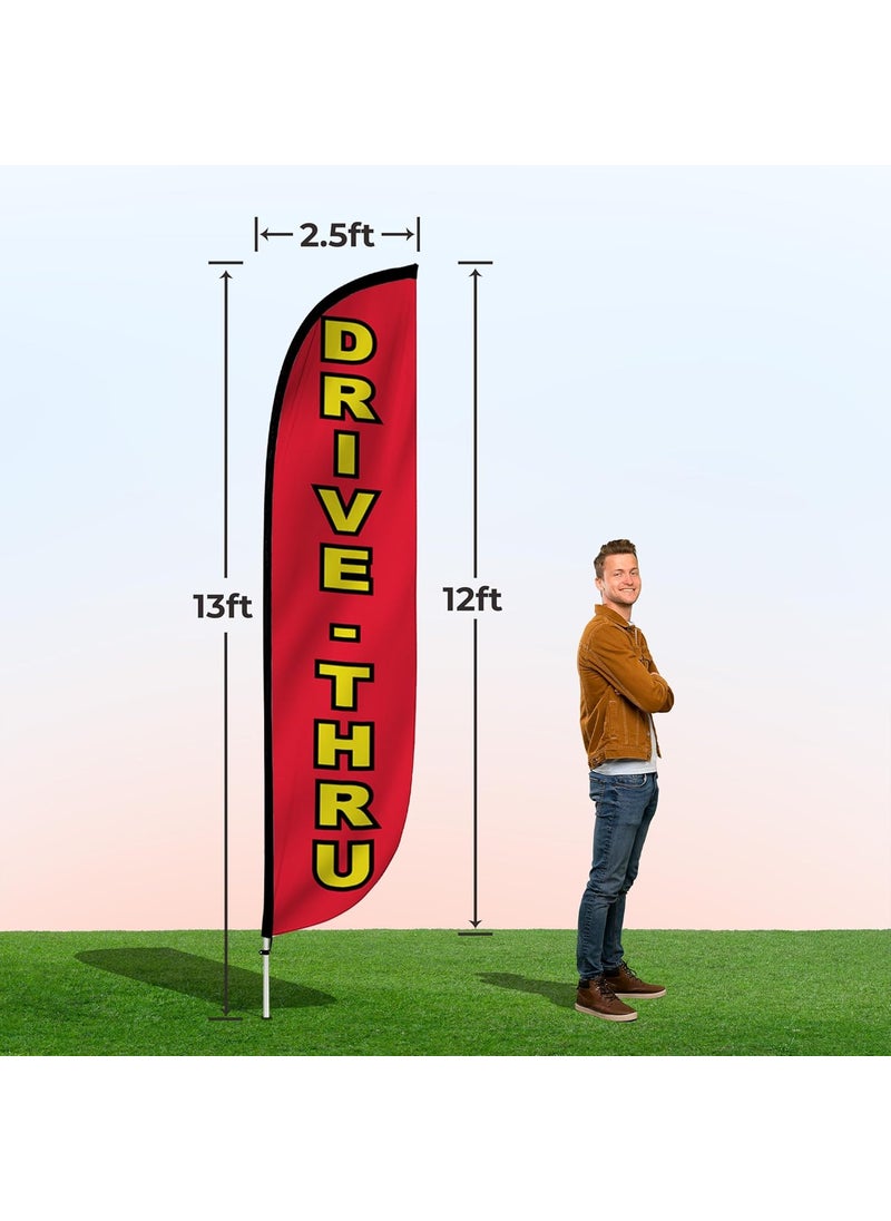 LookOurWay LookOurWay Feather Flag Banner  12 Feet Tall Advertising Flags for Outdoor Business and Events Promotion  Swooper Flag Only  Diner Flags  DriveThru 10M1200124  - Image 4
