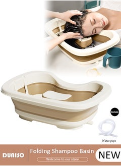 DUNISO Folding Shampoo Basin, Large Size Hairwashing Tray, Hair Washing Basin Head Portable Shampoo Basin Patient Hair Washing Aid with Pillow for Injured Elderly Disabled Handicapped Clean Hair  - Image 1