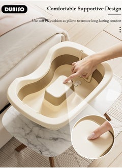 DUNISO Folding Shampoo Basin, Large Size Hairwashing Tray, Hair Washing Basin Head Portable Shampoo Basin Patient Hair Washing Aid with Pillow for Injured Elderly Disabled Handicapped Clean Hair  - Image 2