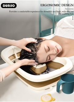 DUNISO Folding Shampoo Basin, Large Size Hairwashing Tray, Hair Washing Basin Head Portable Shampoo Basin Patient Hair Washing Aid with Pillow for Injured Elderly Disabled Handicapped Clean Hair  - Image 4