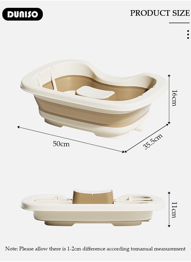 DUNISO Folding Shampoo Basin, Large Size Hairwashing Tray, Hair Washing Basin Head Portable Shampoo Basin Patient Hair Washing Aid with Pillow for Injured Elderly Disabled Handicapped Clean Hair  - Image 5