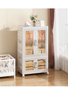 XiuWoo Foldable Wardrobe Portable Kids Closet Children's Wardrobe Collapsible Plastic Large Baby Clothes Cabinet Bedroom Nursery Armoire Quick Install Toddler Dresser with Hanging Rod and Door  - Image 1
