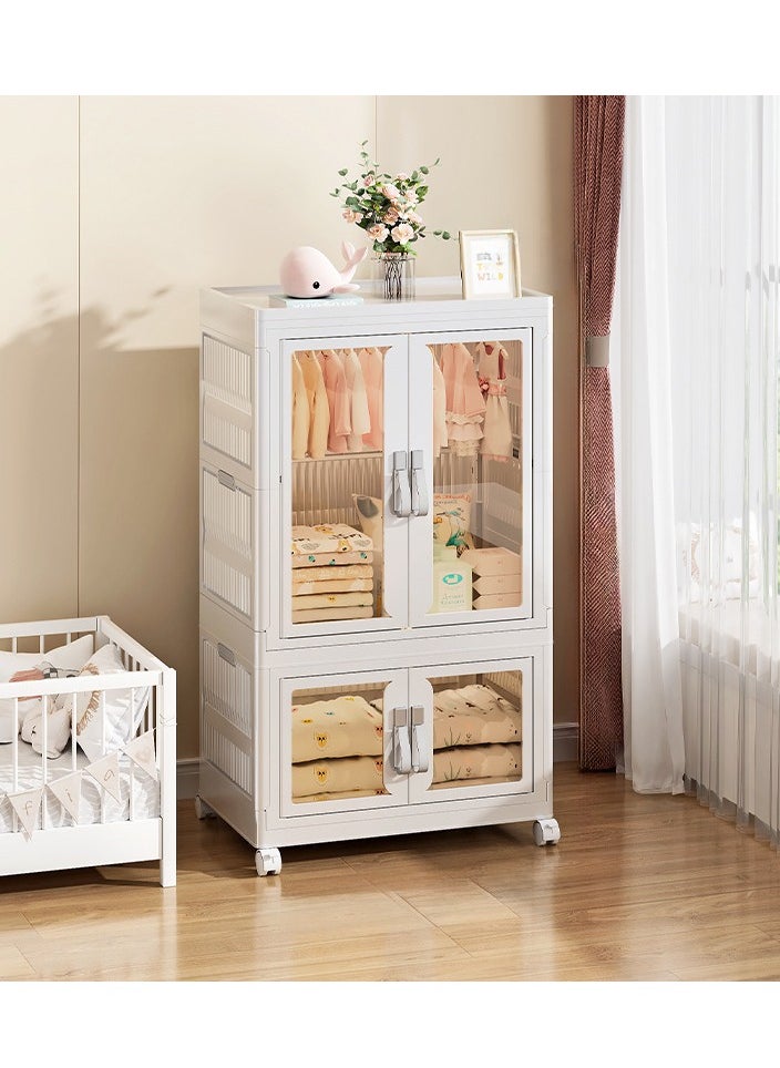 XiuWoo Foldable Wardrobe Portable Kids Closet Children's Wardrobe Collapsible Plastic Large Baby Clothes Cabinet Bedroom Nursery Armoire Quick Install Toddler Dresser with Hanging Rod and Door  - Image 1