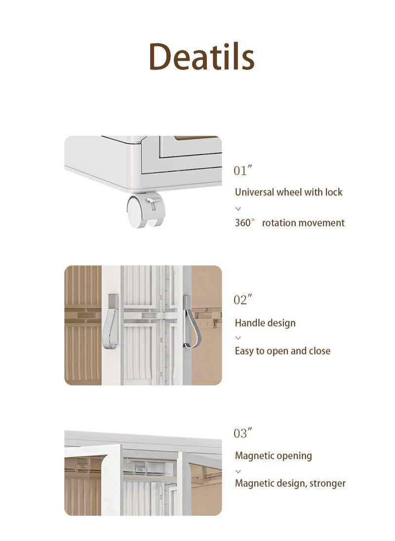 XiuWoo Foldable Wardrobe Portable Kids Closet Children's Wardrobe Collapsible Plastic Large Baby Clothes Cabinet Bedroom Nursery Armoire Quick Install Toddler Dresser with Hanging Rod and Door  - Image 3