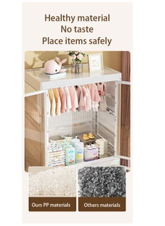 XiuWoo Foldable Wardrobe Portable Kids Closet Children's Wardrobe Collapsible Plastic Large Baby Clothes Cabinet Bedroom Nursery Armoire Quick Install Toddler Dresser with Hanging Rod and Door  - Image 2