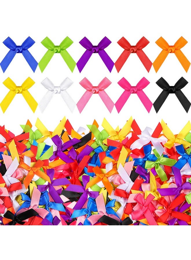 Syhood 300Pcs Christmas Mini Bows Small Satin Ribbon Bows Bowknot Metallic Edge For Hand Account Sewing Appliques Crafts Decor Wedding Birthday Party Decoration Diy Crafts (Fresh Colorssolid)  - Image 1