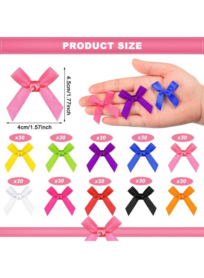 Syhood 300Pcs Christmas Mini Bows Small Satin Ribbon Bows Bowknot Metallic Edge For Hand Account Sewing Appliques Crafts Decor Wedding Birthday Party Decoration Diy Crafts (Fresh Colorssolid)  - Image 2