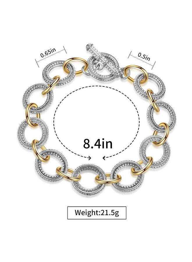 Mytys Link Bracelet For Women 2 Tone Circles Chain Silver And Gold Wire Cable Bangle Designer Inspired Bracelets Style 6 - Image 5