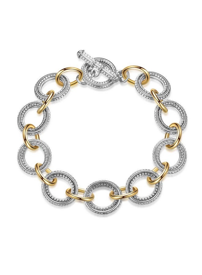 Mytys Link Bracelet For Women 2 Tone Circles Chain Silver And Gold Wire Cable Bangle Designer Inspired Bracelets Style 6 - Image 1