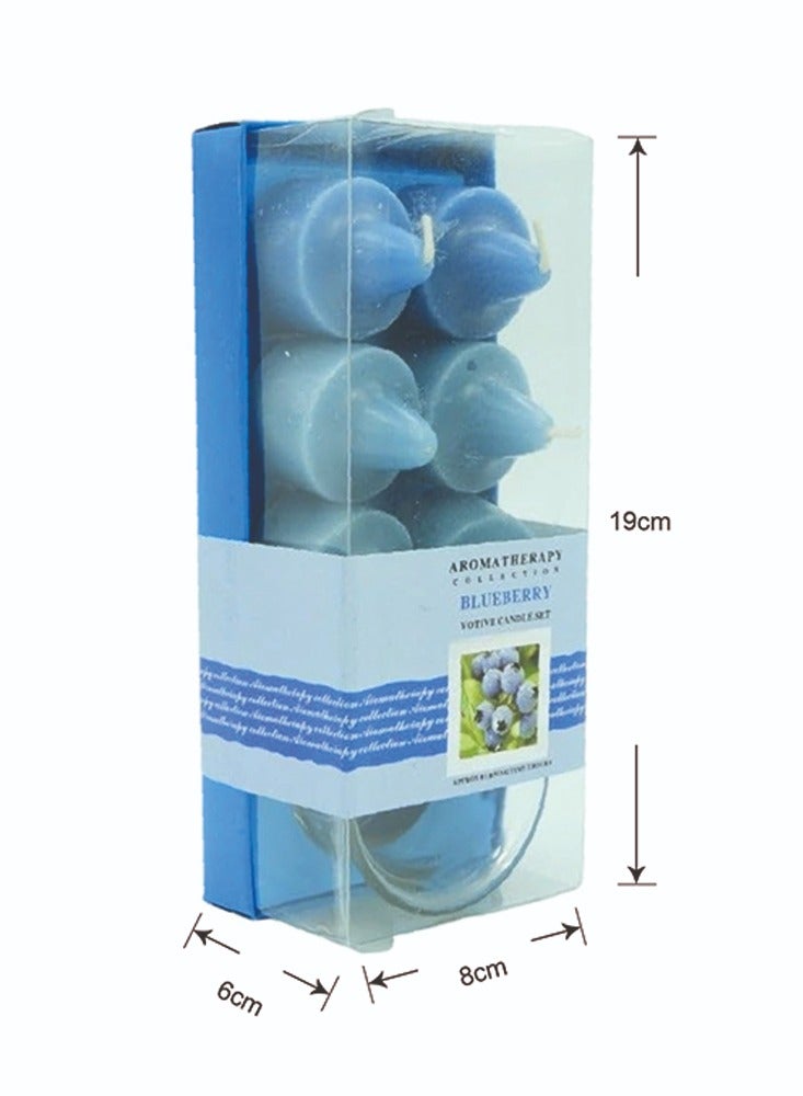 BABAZAM 6-Pcs of Blueberry Scented Candle with Durable Glass Candle Holder for Home Birthday Valentine Anniversary Wedding 8x19x6cm  - Image 1