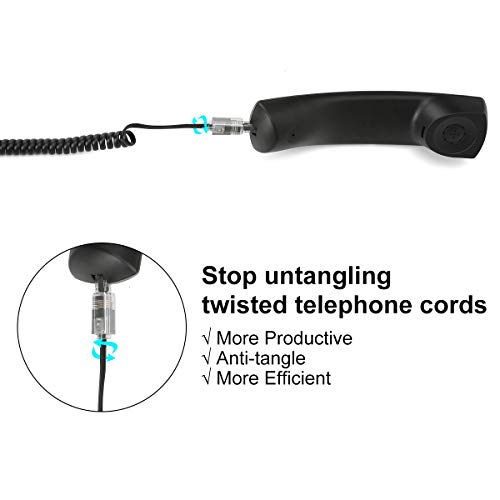 Uvital Telephone Cord Detangler(10 Pack), Wireless Anti-Tangle Telephone Handset Cable 360 Degree Rotating Landline Swivel Cord Untangler Black - Image 5