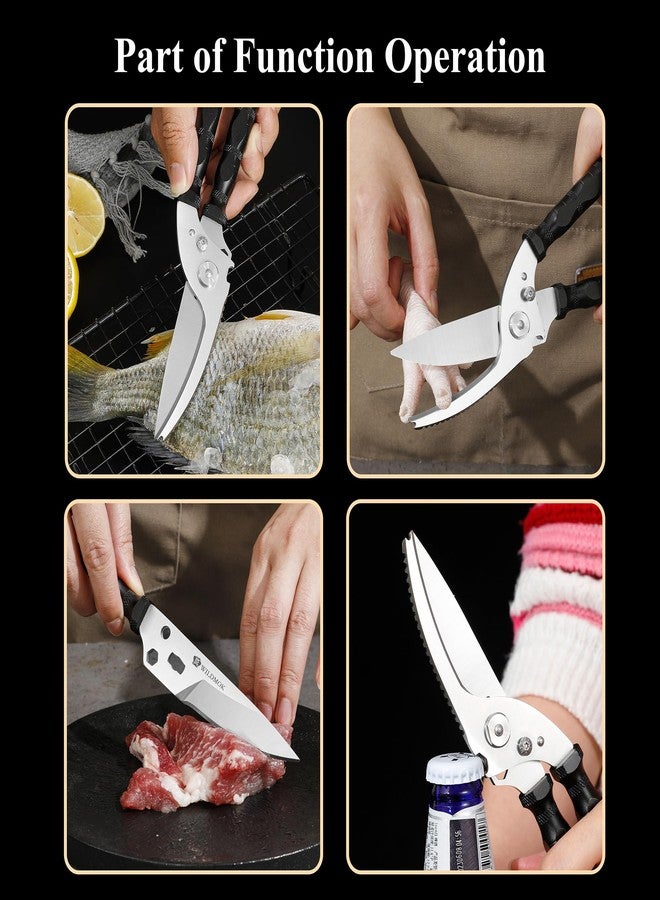 WILDMOK Heavy Duty Poultry Shears - 8.5 Inch Multi-function Stainless Steel Poultry Outdoor Shears, Ultra Sharp Kitchen Scissors for Outdoor Camp, Black - Image 5