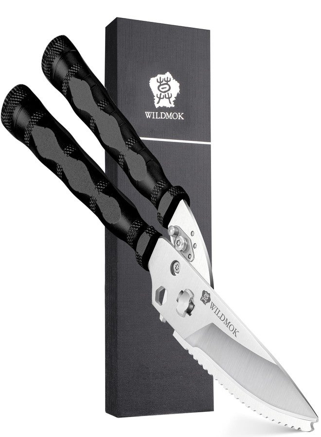 WILDMOK Heavy Duty Poultry Shears - 8.5 Inch Multi-function Stainless Steel Poultry Outdoor Shears, Ultra Sharp Kitchen Scissors for Outdoor Camp, Black - Image 1