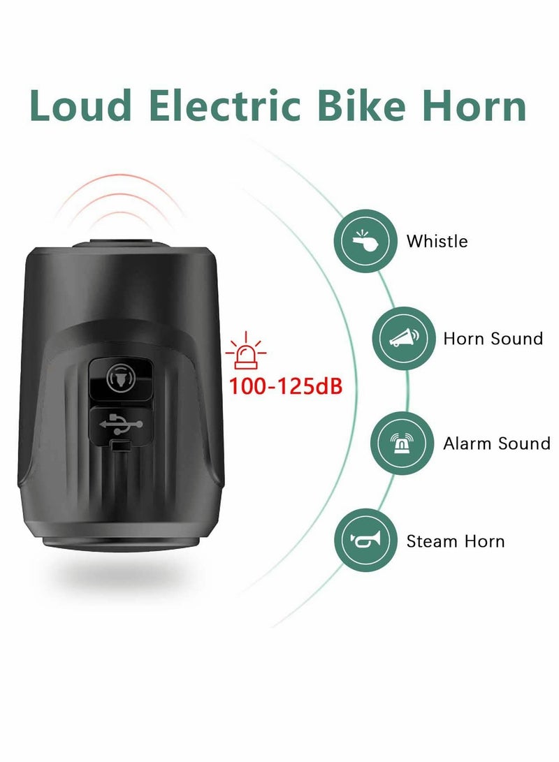 SYOSI Electric Loud Bike Bell with Anti Theft Alarm, Horn 125dB 4 Sound Modes for Adults, Rechargeable Bicycle Waterproof Cycling （Black） - Image 2