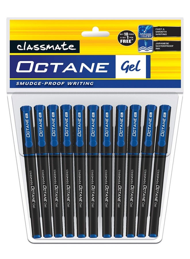 Classmate Octane- Blue Gel Pens (pack Of 11) Smooth Writing Pens| Water-proof Ink For Smudge-free Writing| Preferred By Students For Exam & Class Notes| Study At Home Essentials - Image 1