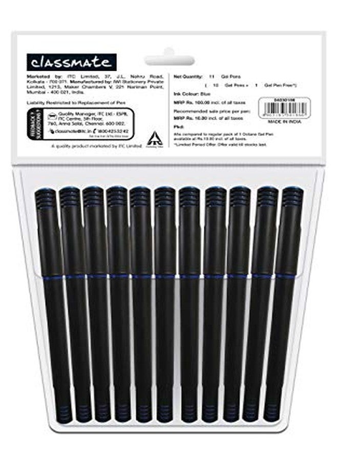 Classmate Octane- Blue Gel Pens (pack Of 11) Smooth Writing Pens| Water-proof Ink For Smudge-free Writing| Preferred By Students For Exam & Class Notes| Study At Home Essentials - Image 2