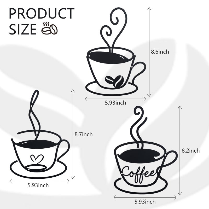OYEFLY Coffee Cup Metal Wall Art, Vintage Metal Coffee Cup Wall Decor (style 1) - Image 2