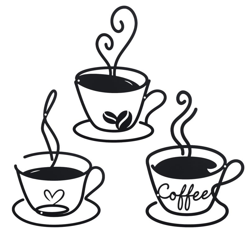 OYEFLY Coffee Cup Metal Wall Art, Vintage Metal Coffee Cup Wall Decor (style 1) - Image 1