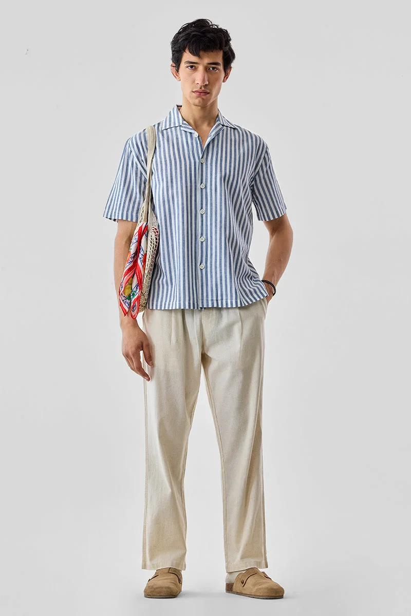 SNITCH Stripes Linen Blend Regular Fit Shirt