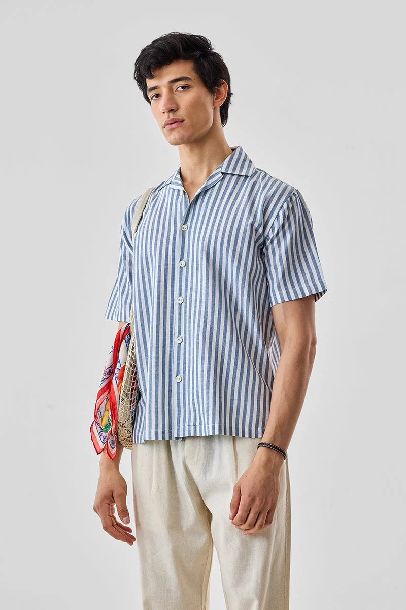 SNITCH Stripes Linen Blend Regular Fit Shirt
