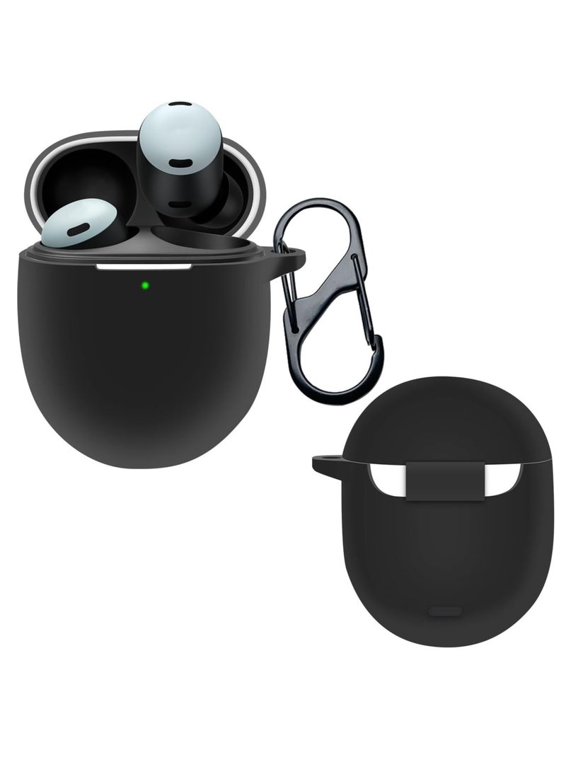 Beauenty Compatible With Google Pixel Buds Pro Case Cover Front Led Visible Keychain Silicone Protective Cover Case For Google Pixel Buds Pro Black - Image 1