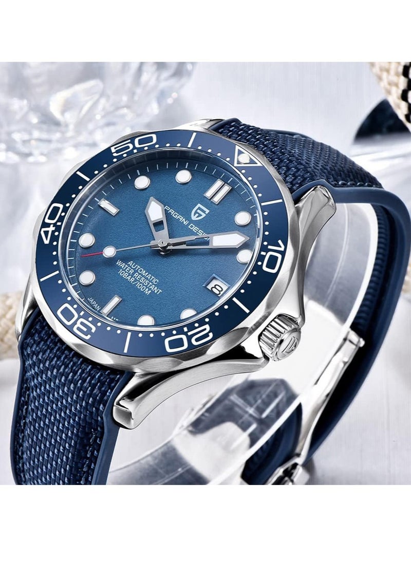 PAGANI DESIGN New Men's Automatic Mechanical Watches, High-Quality Metal Frame, Blue Dial With Blue Nylon Strap, Fashionable And Luxurious, Imported High-Quality Movement, Waterproof PD1667  - Image 2