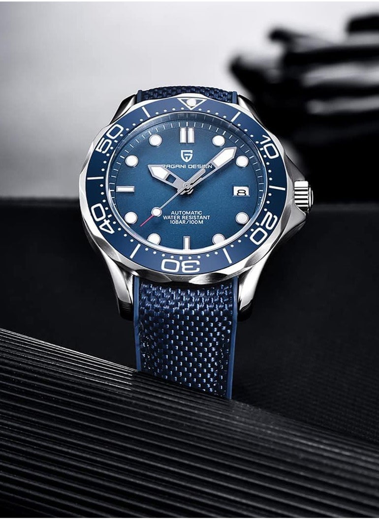 PAGANI DESIGN New Men's Automatic Mechanical Watches, High-Quality Metal Frame, Blue Dial With Blue Nylon Strap, Fashionable And Luxurious, Imported High-Quality Movement, Waterproof PD1667  - Image 5
