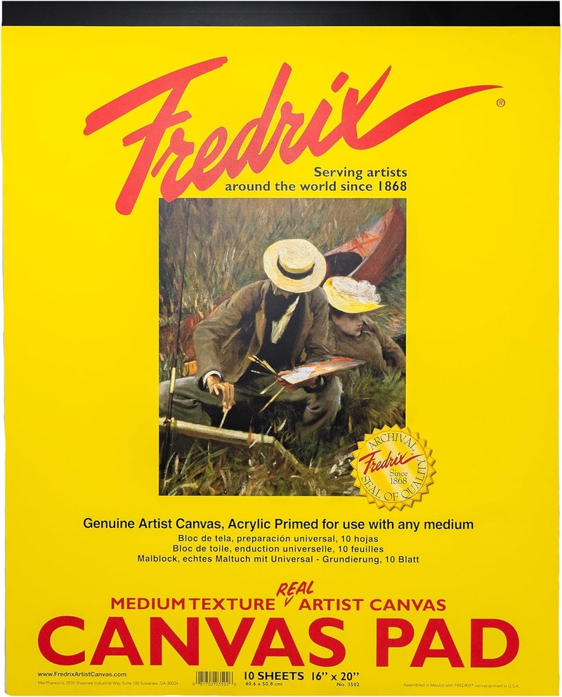 Fredrix 3502 Canvas Pads - 10 Sheets of Medium Texture Artist Canvas (16x20 inches) - Image 1