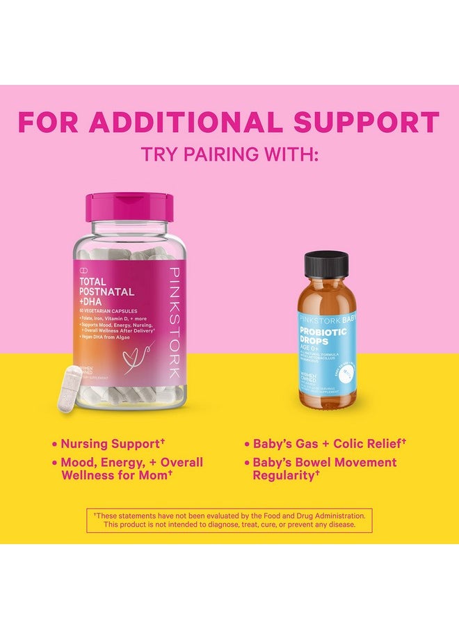 Pink Stork - Baby Multivitamin Drops With Dha: Liquid Baby & Toddler Vitamin Drops For Brain Health & Immune Support Vitamin D & B Complex Vitamins Choline Womenowned Unflavored 2 Oz 60 Servings - Image 1
