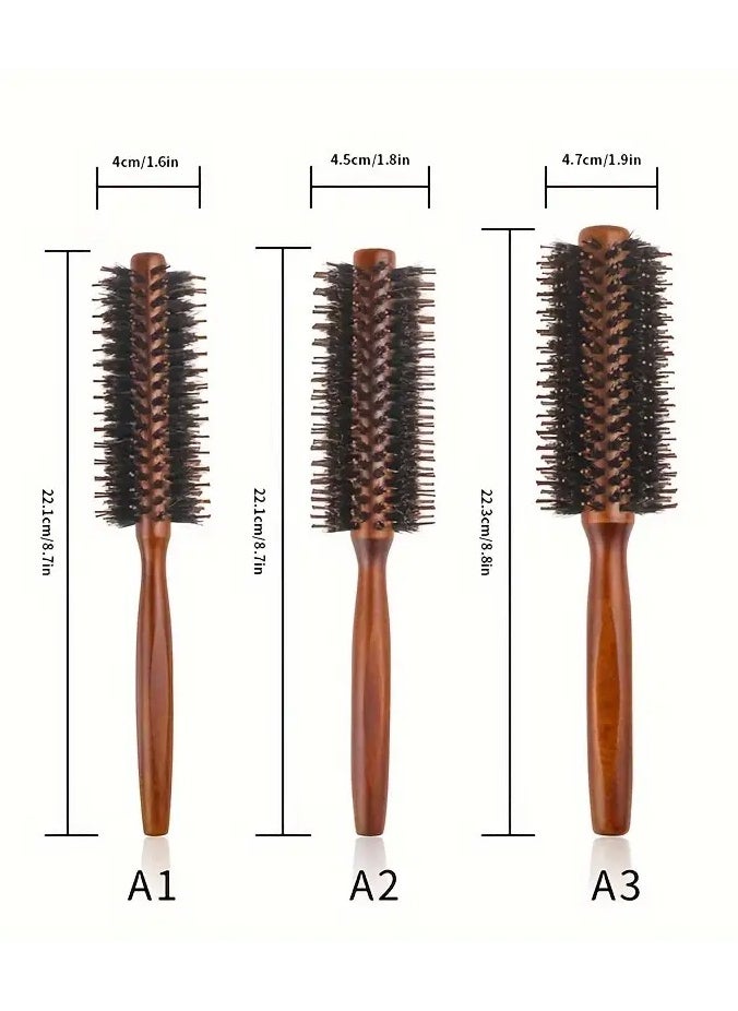 Rozino - Beechwood Handle Hair Brush - Nylon & Bristle Blend for All Hair Types, Detangling and Styling Comb A3 - Image 1