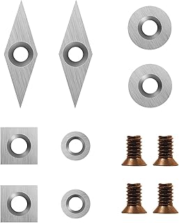DEEFIINE Tungsten Carbide Cutters Inserts Set(8pcs) with 4pcs Screws for Wood Lathe Turning Tools(Include 11mm - Image 1