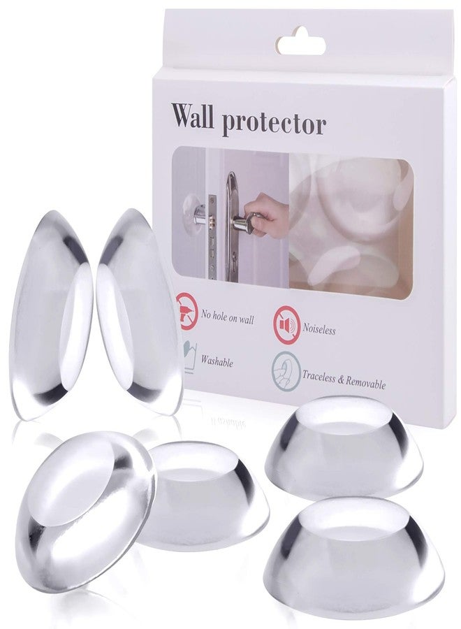 Dermasy Door Stopper Wall Protector,Dermasy 6 Pcs Round Soft Rubber Door Stopper Wall Protector Reusable Self Adhesive Door Handle Bumper For Wall And Refrigerator Door Quiet Shock Absorben (Clear) - Image 1