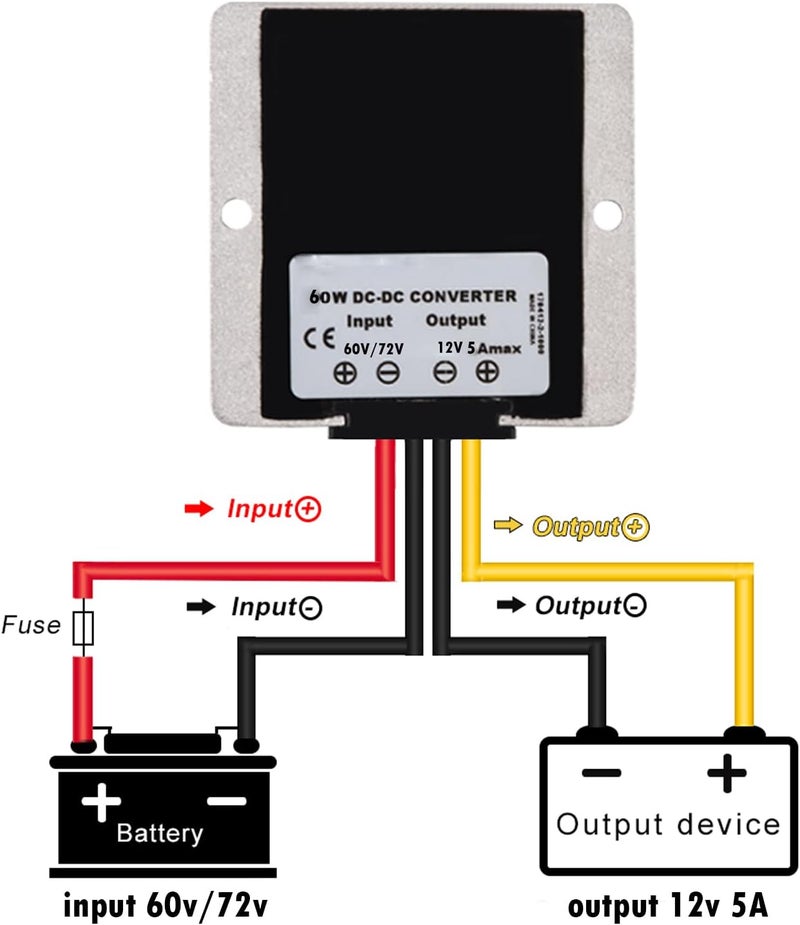MGGi محول جهد مستمر إلى مستمر 60V 72V تخفيض إلى 12V 5A 60W، منظم محول مقاوم للماء، وحدة إمداد طاقة محول خافض، لعربة الغولف، الرافعات الشوكية، السيارة - Image 5