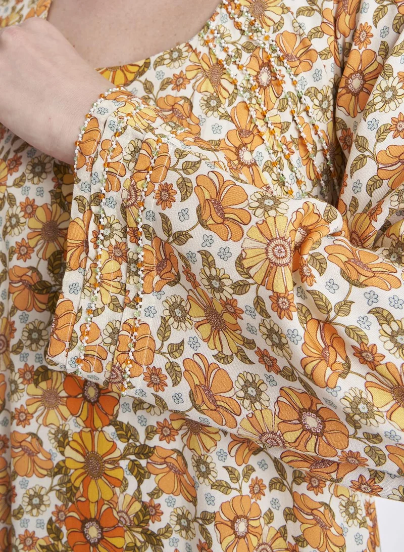 KASHKHA Floral Print Rayon Jalabiya