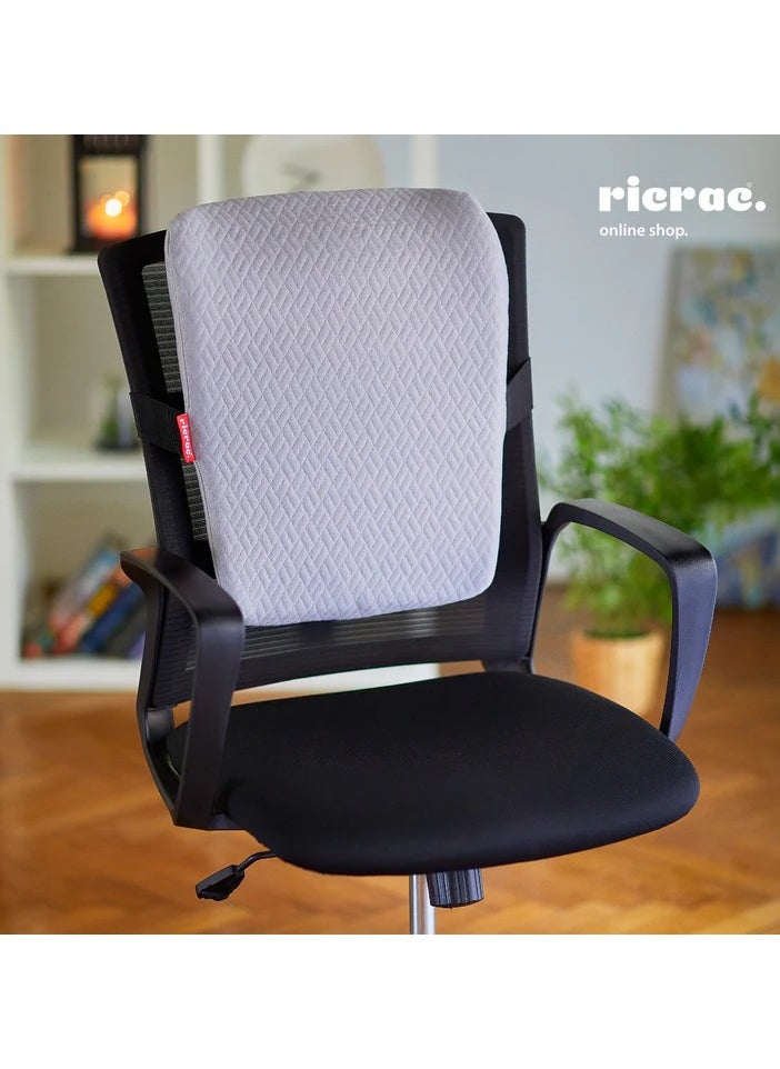 ricrac - Ruf Luxe Ergonomic Backrest Pillow – Light Grey Serenity for Spine and Style Alike. - Image 1