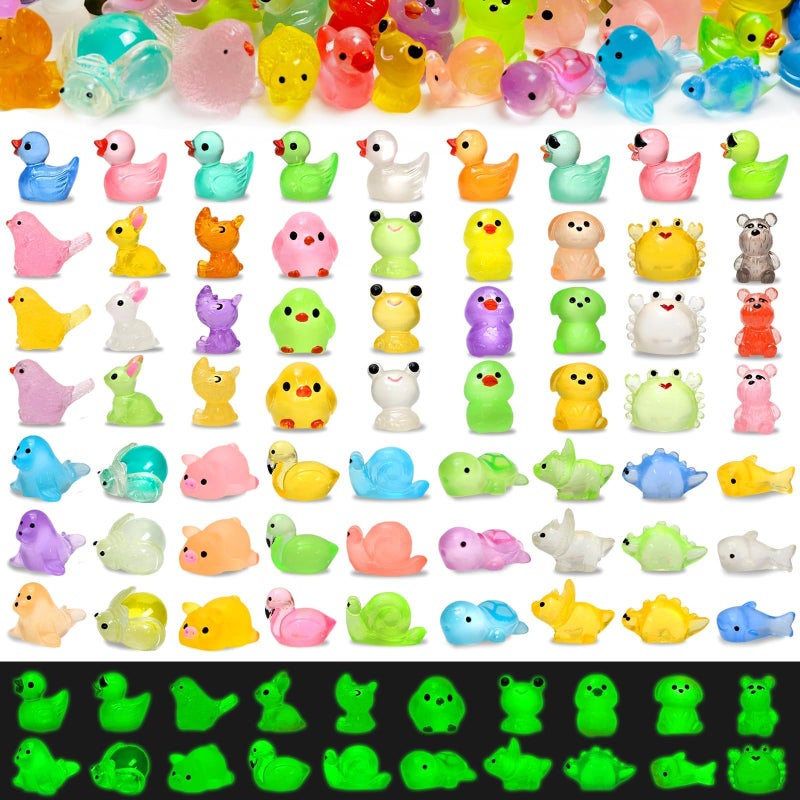 FEXIA 100 Pcs Mini Resin Animals 20 Types Glow in The Dark Figurines Bulk Set for DIY Garden Aquarium Micro Landscape and Party Decoration Desk Pets and Miniature Accessories - Image 2