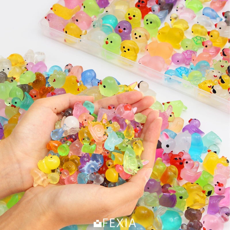 FEXIA 100 Pcs Mini Resin Animals 20 Types Glow in The Dark Figurines Bulk Set for DIY Garden Aquarium Micro Landscape and Party Decoration Desk Pets and Miniature Accessories - Image 3