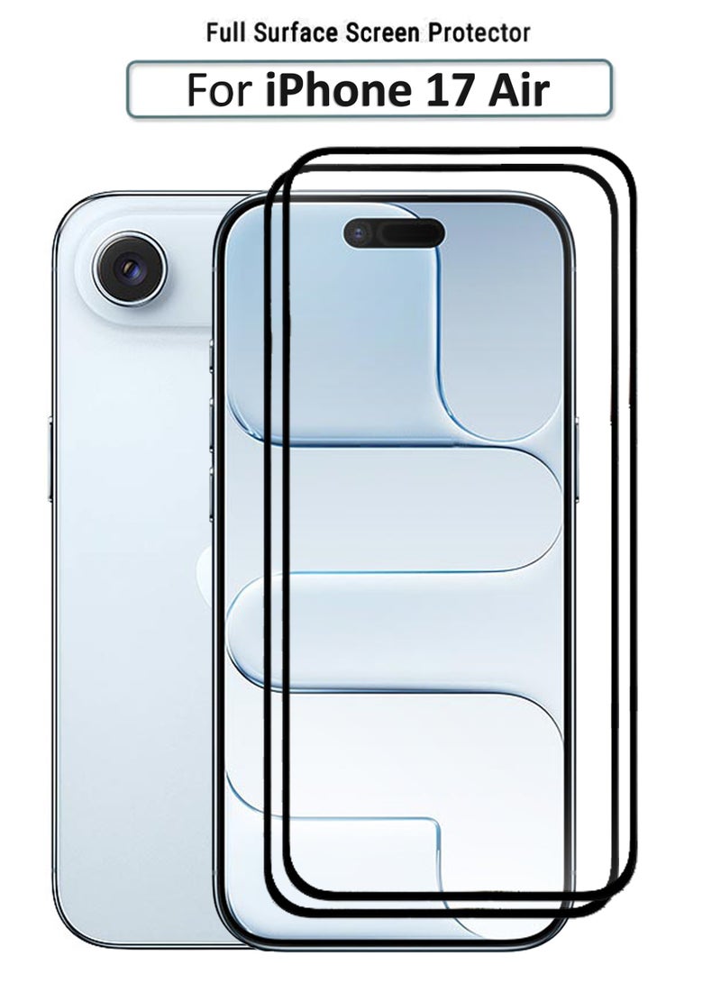 لـ iPhone 17 Air - 2 عبوة واقي شاشة زجاجي مقسى - لمسة حساسة، شفافية أعلى، سهل التركيب، واقي شاشة مضاد للخدوش وخالي من الفقاعات متوافق مع iPhone 17 Air - أسود - Image 1