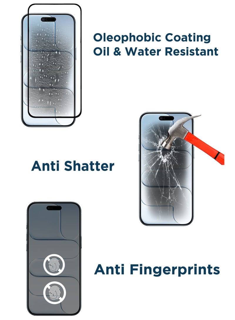 لـ iPhone 17 Air - 2 عبوة واقي شاشة زجاجي مقسى - لمسة حساسة، شفافية أعلى، سهل التركيب، واقي شاشة مضاد للخدوش وخالي من الفقاعات متوافق مع iPhone 17 Air - أسود - Image 4