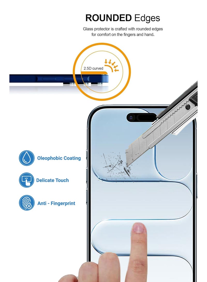 لـ iPhone 17 Air - 2 عبوة واقي شاشة زجاجي مقسى - لمسة حساسة، شفافية أعلى، سهل التركيب، واقي شاشة مضاد للخدوش وخالي من الفقاعات متوافق مع iPhone 17 Air - أسود - Image 3