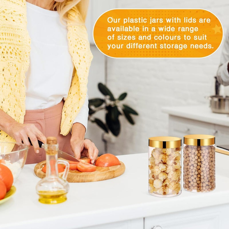 Patelai 4 Pieces Round Clear Wide-mouth Leak Proof Plastic Container Jars with Lids for Travel Storage Makeup Beauty Products Face Creams Oils Salves Ointments DIY Making(12 Ounce,gold) - Image 5