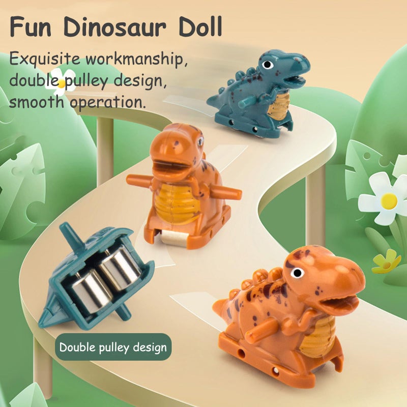 Vingtank Dinosaur Chasing Race Track, Dinosaur Climbing Slide Stair Toy, Electric Dino Roller Coaster with Light and Music Electric Race Track Game Set Fun Track Slide - Image 4