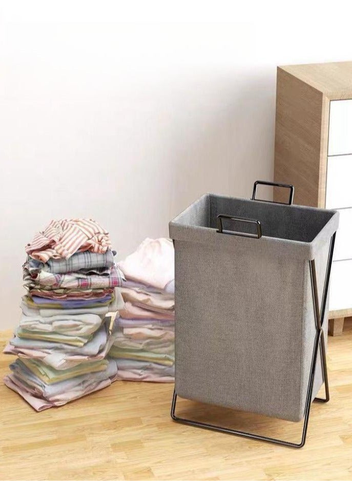 MIXDE Large Collapsible Laundry Basket with Handles and Lid, Heavy-Duty Frame X-Shaped Laundry Hamper Laundry Bag for Laundry, Bedroom, Dorm - Image 4