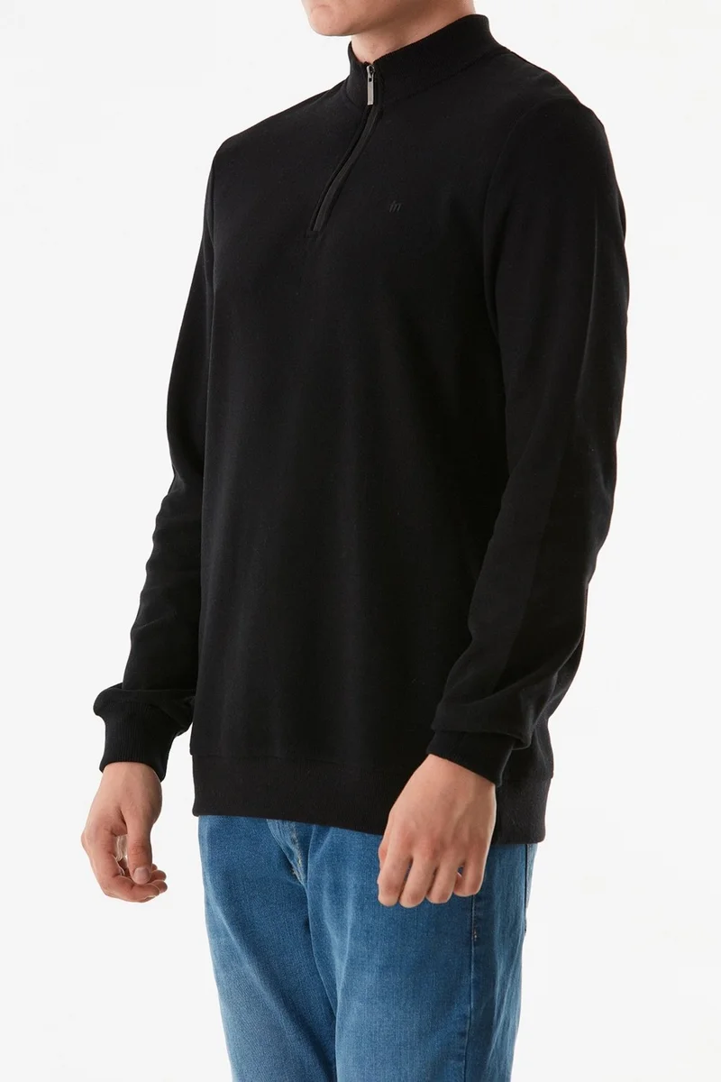 فولامودا Ribbed Stand Collar Half Zipper Sweatshirt