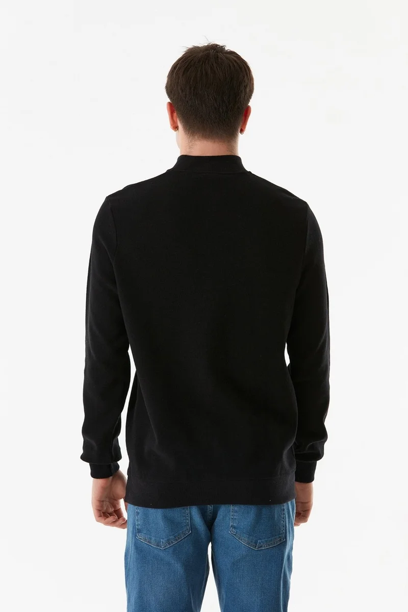 فولامودا Ribbed Stand Collar Half Zipper Sweatshirt