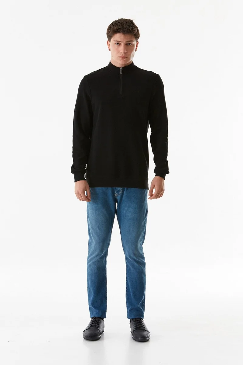 فولامودا Ribbed Stand Collar Half Zipper Sweatshirt