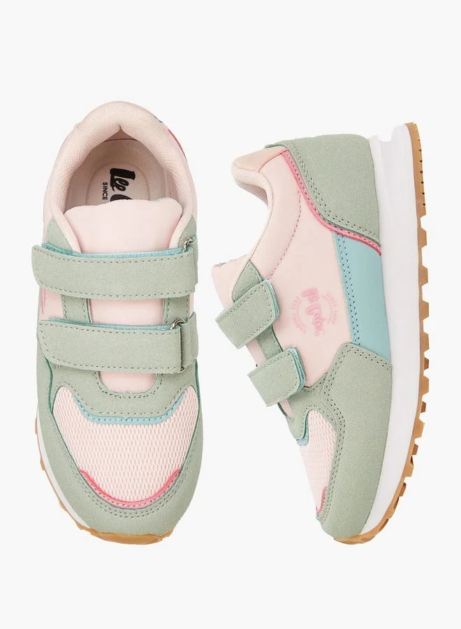 Lee Cooper Girls' Colourblock Sneakers with Hook and Loop Closure