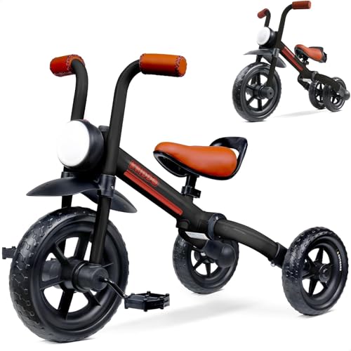 KRIDDO 2in1 Kids Balance Bike and Kids Tricycle for 2 to 5 Year Old Toddler Balance Bike with Detachable Pedals Tricycles for 35 Year Olds with Stitched Soft Grip Black - Image 1